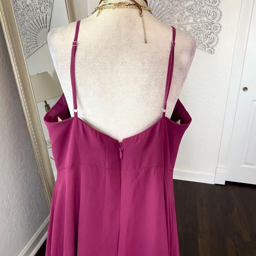 Azazie Ethereal Berry Purple Y2K Chiffon Cinched Prom Formal Dress w Scarf 16 XL - Picture 6 of 7